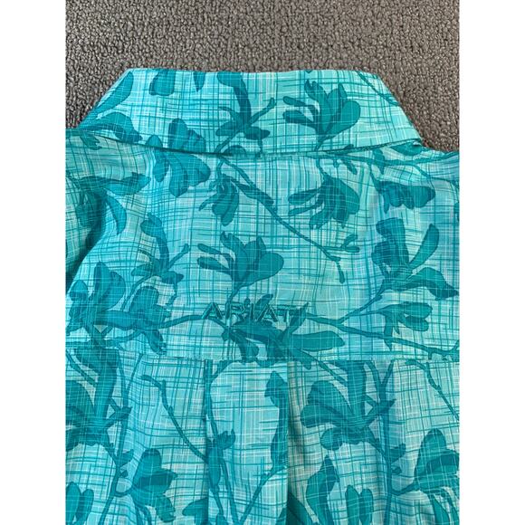 Ariat Button Down Shirt Fitted Blue Tropical Print Rodeo Western Size Large - Picture 4 of 8